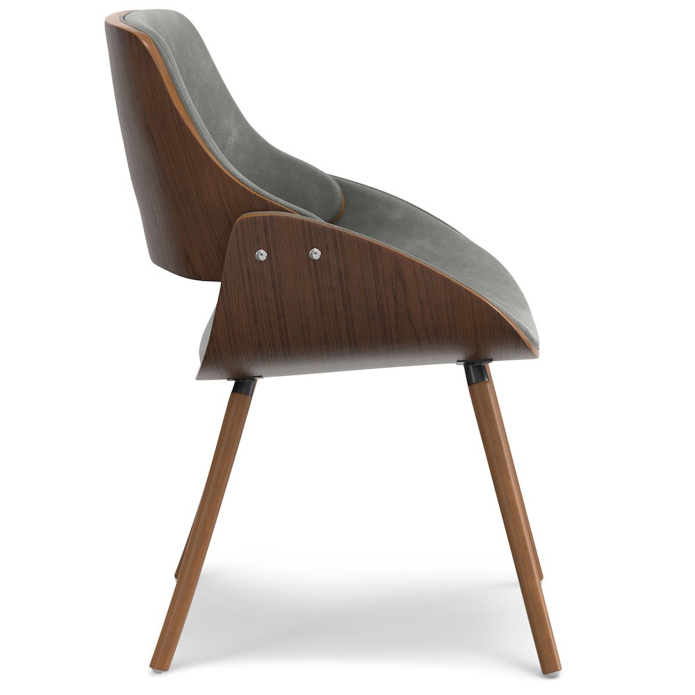 Dining Chair With Wood Back In Distressed Grey Vegan Faux Leather. Picture 3