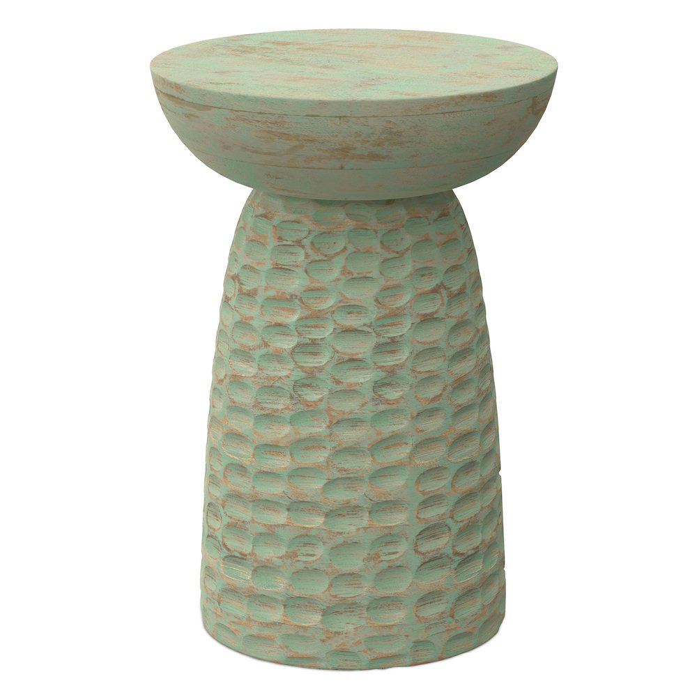 Boyd 13 inch Wide Solid Wood Contemporary Accent Table in Green Wash, Assembled. Picture 1