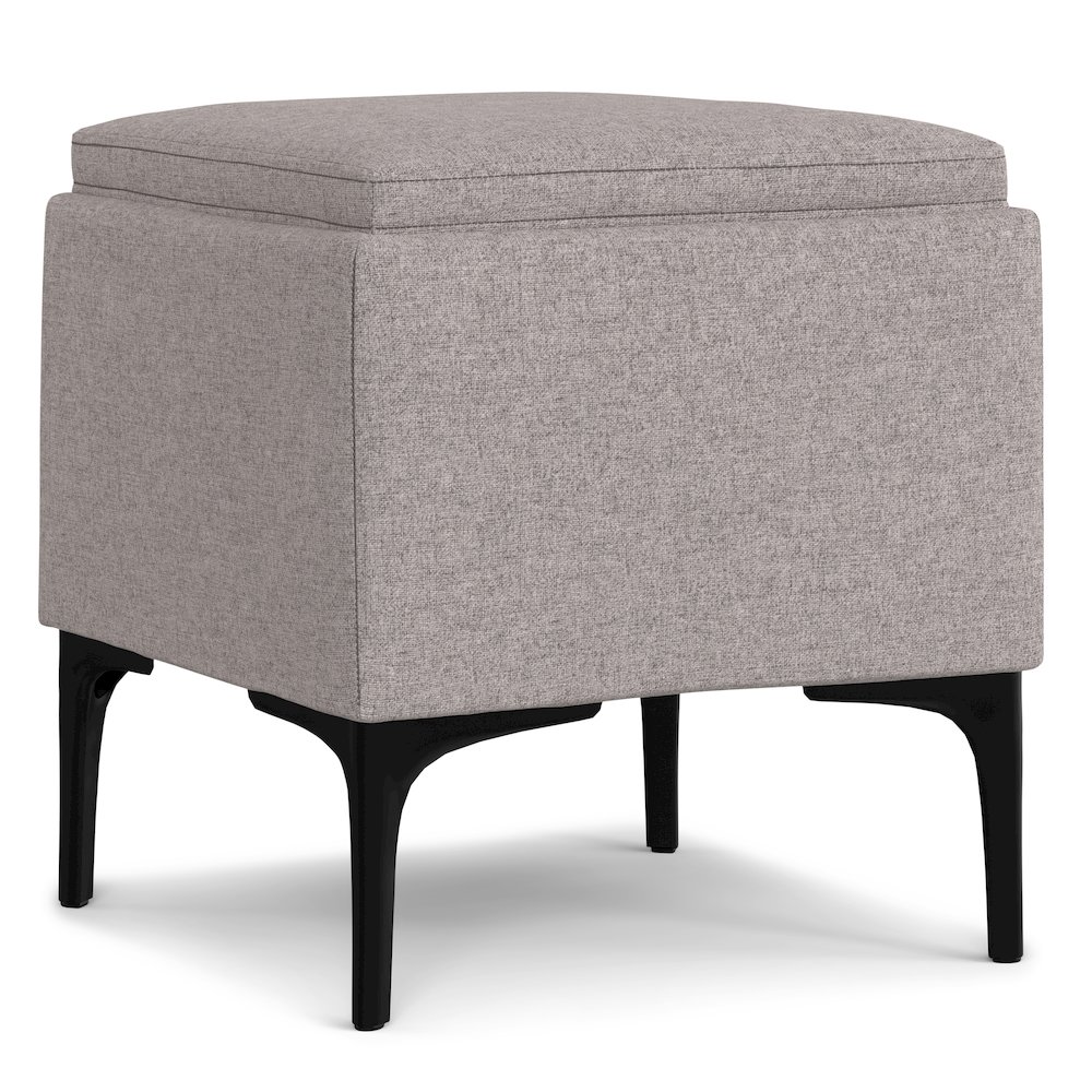 Natasha Storage Ottoman With Tray In Cloud Grey Polyester Linen. Picture 1