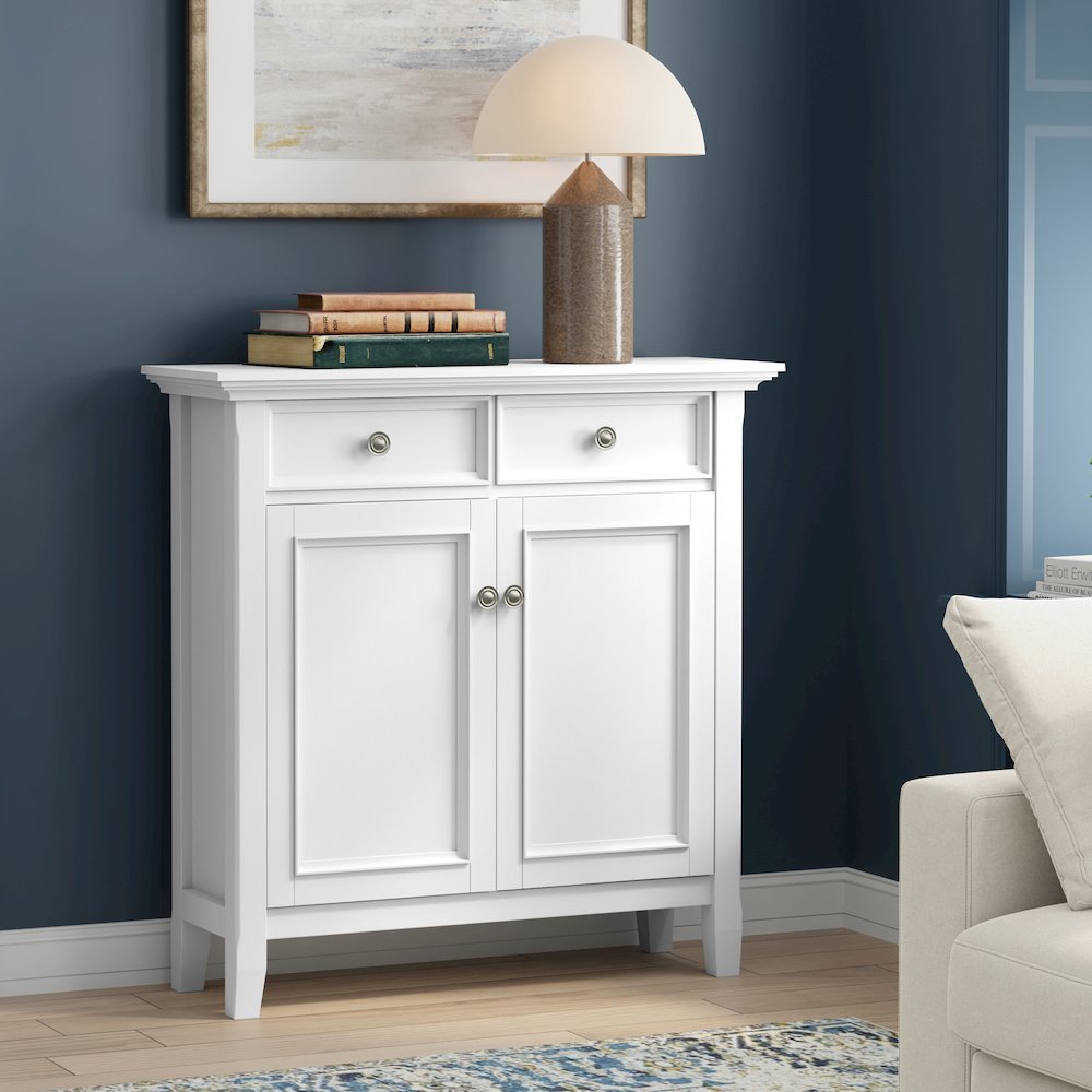 Amherst 36 inch Wide Solid Wood Transitional Storage Cabinet in White. Picture 6