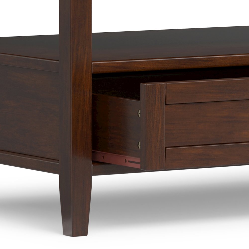 Warm Shaker Solid Wood 48 inch Wide Transitional Coffee Table in Russet Brown. Picture 3