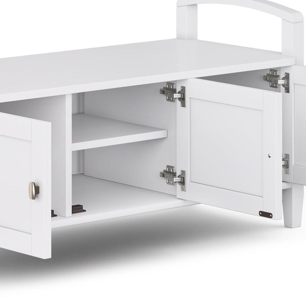 Warm Shaker Solid Wood Entryway Storage Bench In White. Picture 3