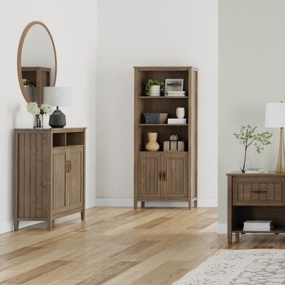 Lev Solid Wood Medium Storage Cabinet In Smoky Brown. Picture 5