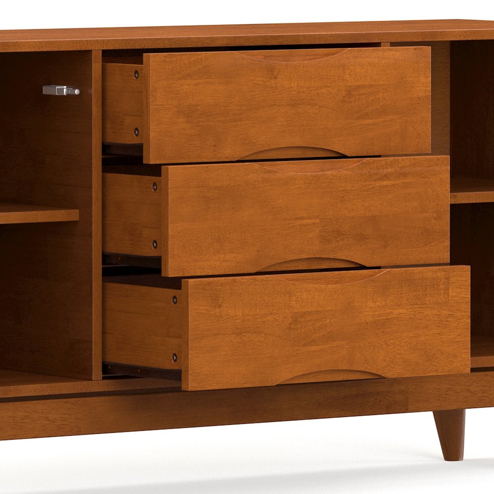 Harper 60 inch Wide Solid Hardwood Mid-Century Sideboard Buffet in Teak Brown. Picture 4