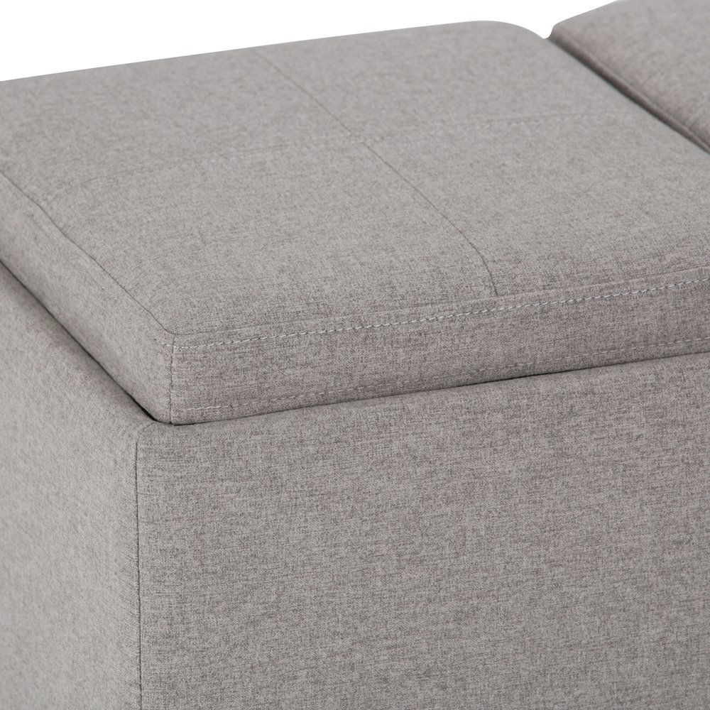Avalon Storage Ottoman In Cloud Grey Linen Look Fabric. Picture 2