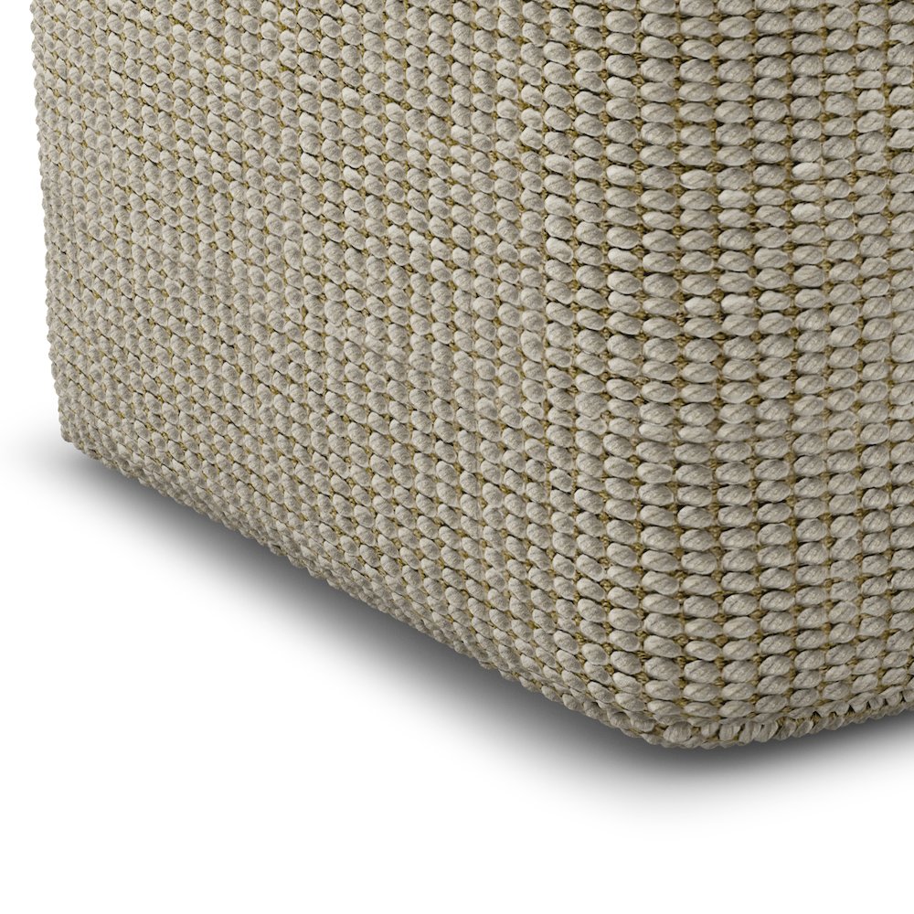 Outdoor/ Indoor Pouf In Cream And Natural Recycled Pet Polyester. Picture 3