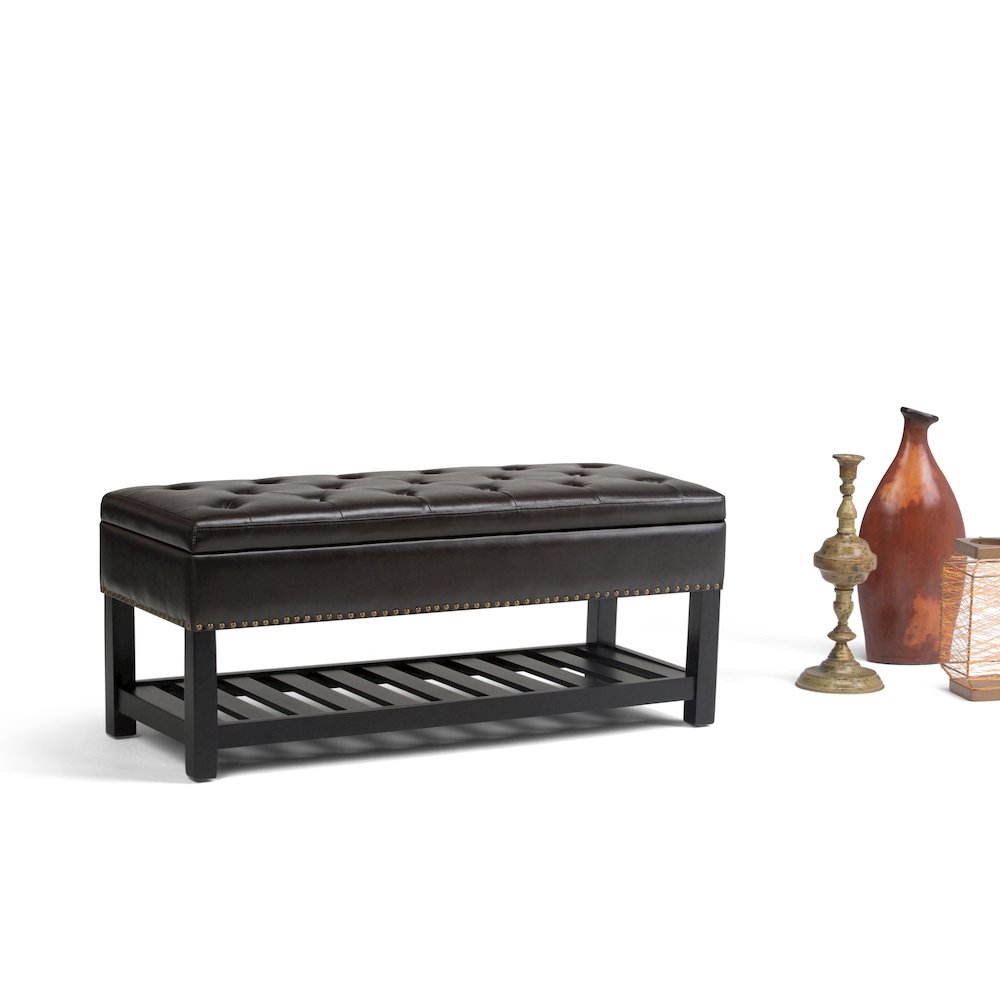 Lomond Solid Wood Storage Ottoman Bench In Tanners Brown. Picture 5