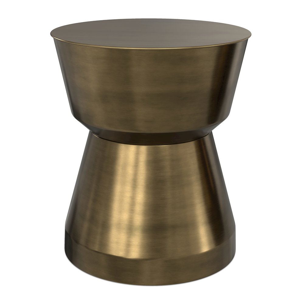 Allegra 16 inch Wide Modern Metal Side Table in Antique Brass Iron, Assembled. Picture 1