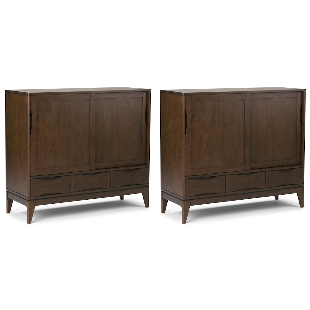 Harper Solid Wood 48 inch Storage Cabinet in Walnut Brown (Set of 2). Picture 1