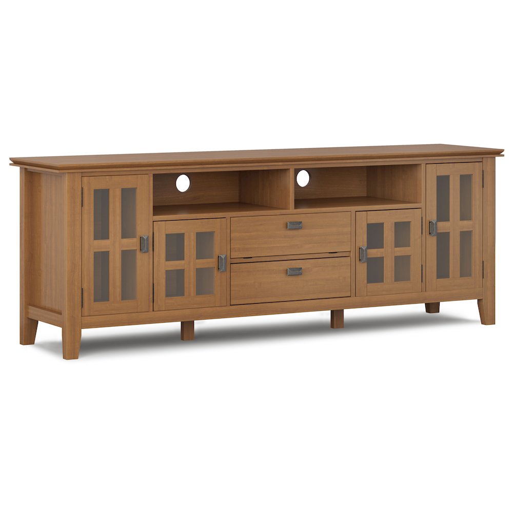 Artisan Solid Wood 72 Inch Tv Media Stand In Honey Brown For Tvs Up To 80 Inches. Picture 1