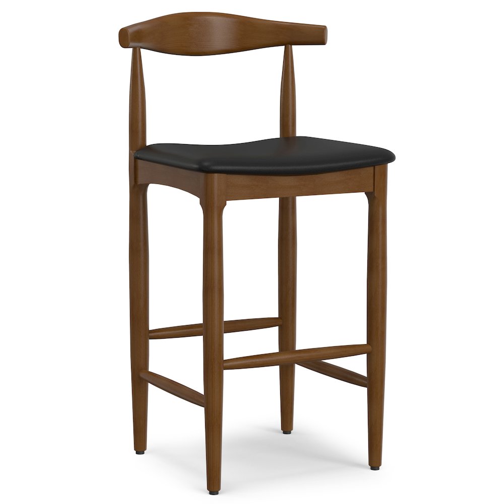 Molly Bar Stool In Black Vegan Faux Leather. Picture 2