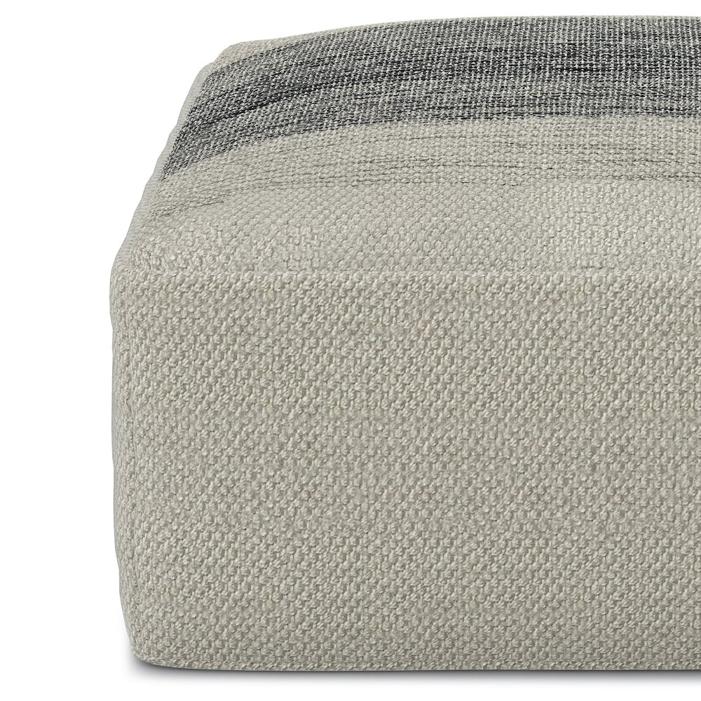 Outdoor/ Indoor Pouf In Grey And White Recycled Pet Polyester. Picture 4