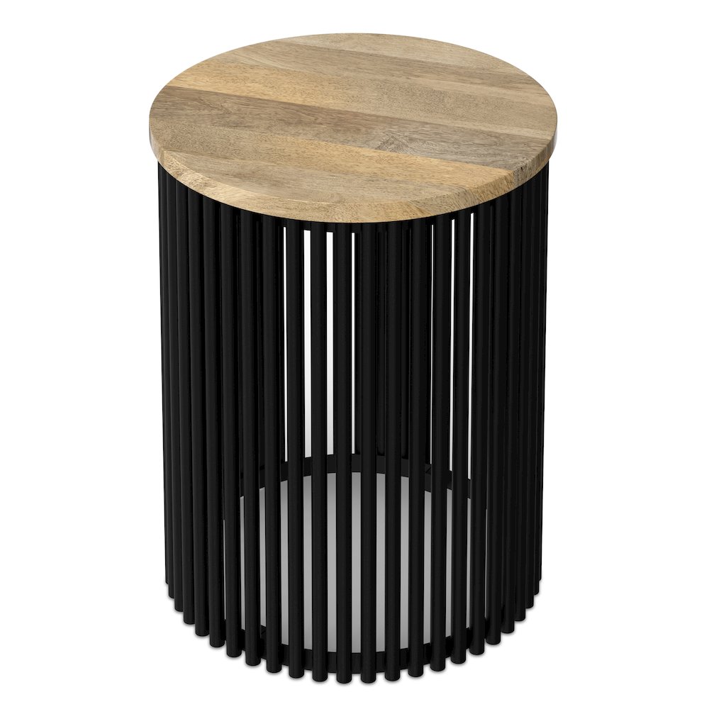 20 inch Wide Solid Mango/Metal Tall Industrial Side Table in Natura/Black. Picture 3