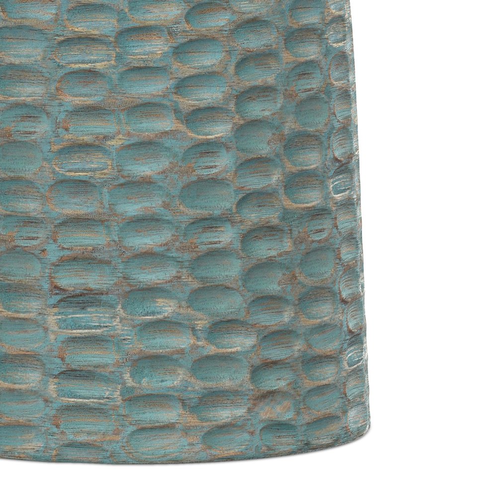 Boyd 16 inch Wide Solid Mango Contemporary Tall Accent Table in Teal Wash. Picture 6