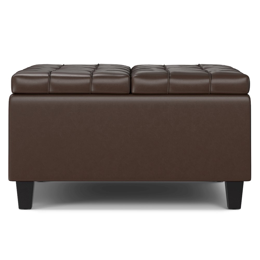 Harrison Small Square Coffee Table Storage Ottoman in Chocolate Brown. Picture 4