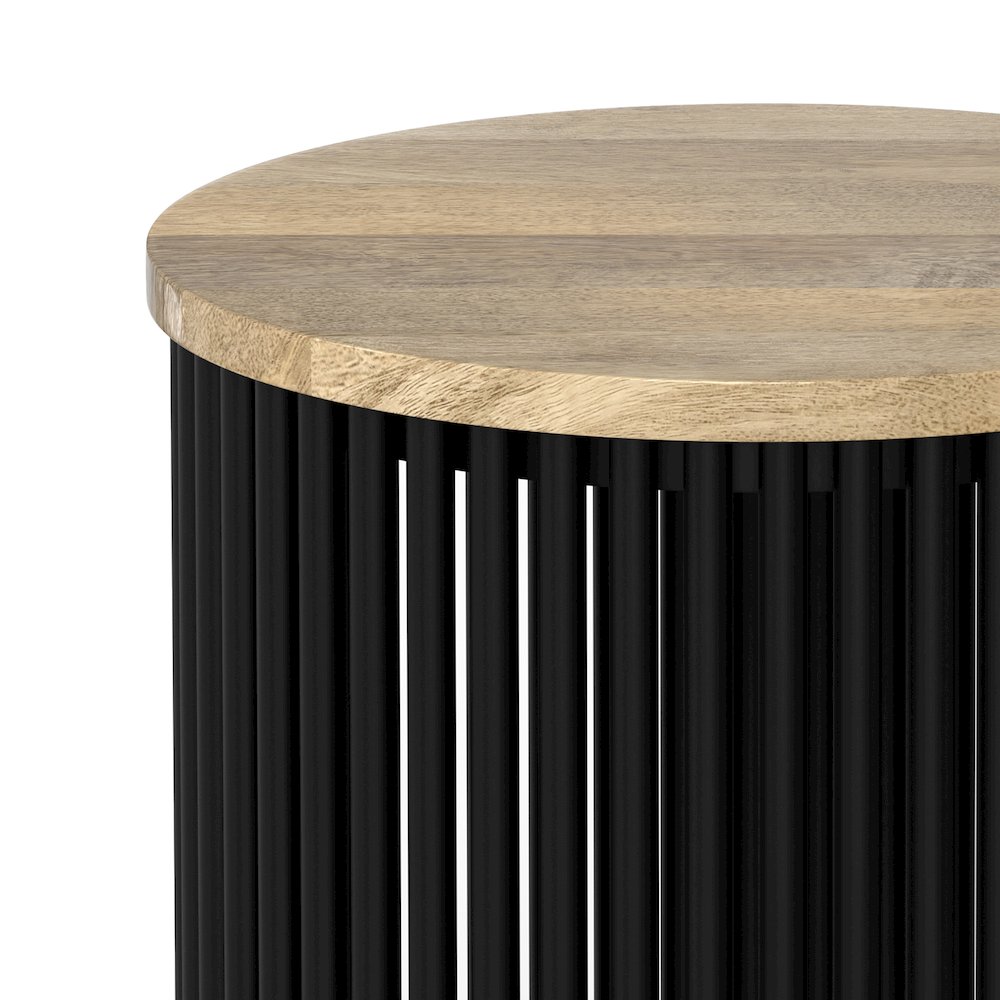 20 inch Wide Solid Mango/Metal Tall Industrial Side Table in Natura/Black. Picture 4