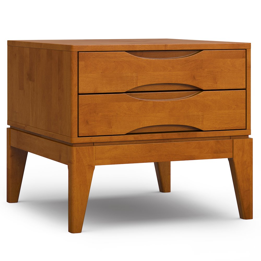 Harper Solid Hardwood End Table In Teak Brown. Picture 1