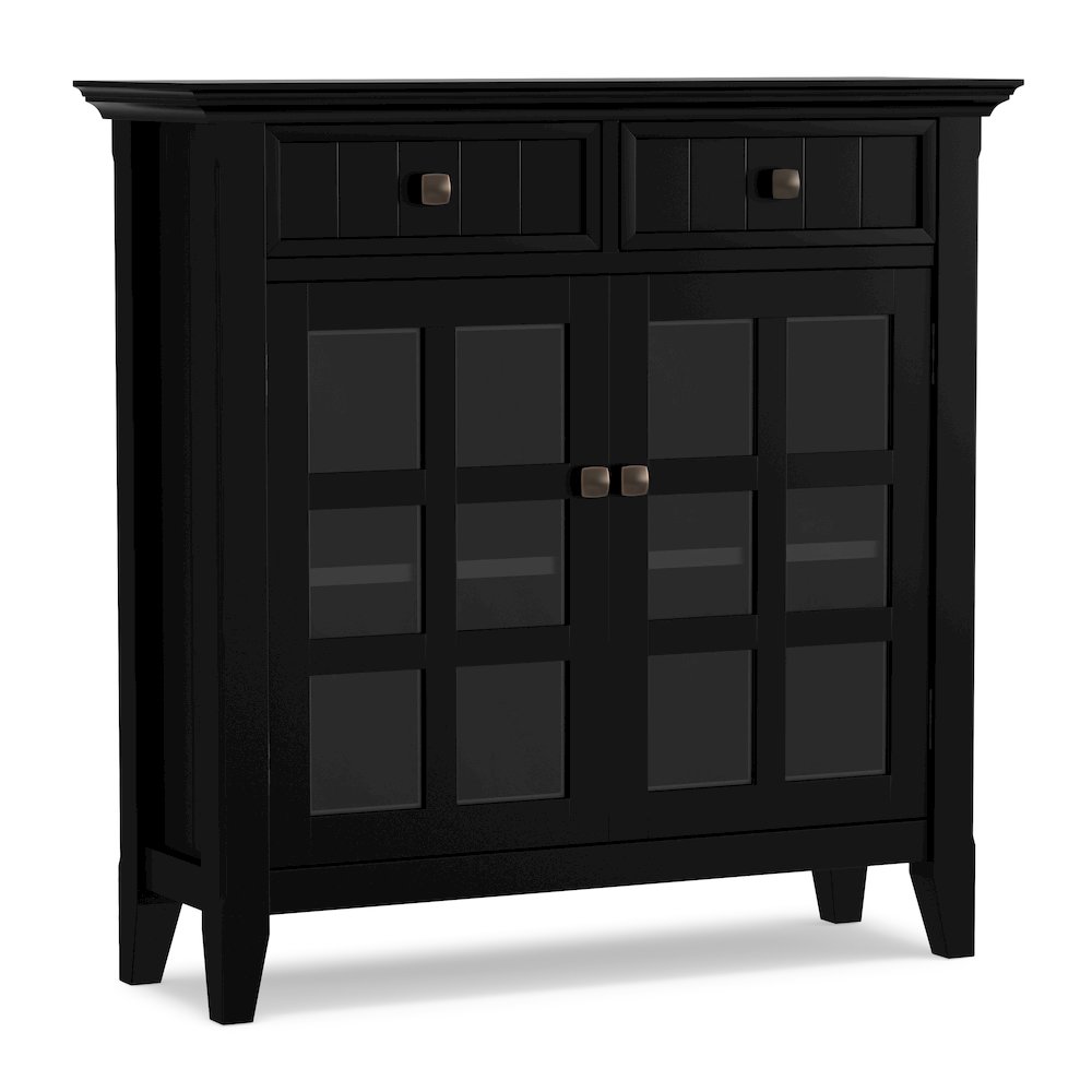 Solid Wood 48 inch Wide Storage Bench and 36 inch Wide Storage Cabinet in Black. Picture 3