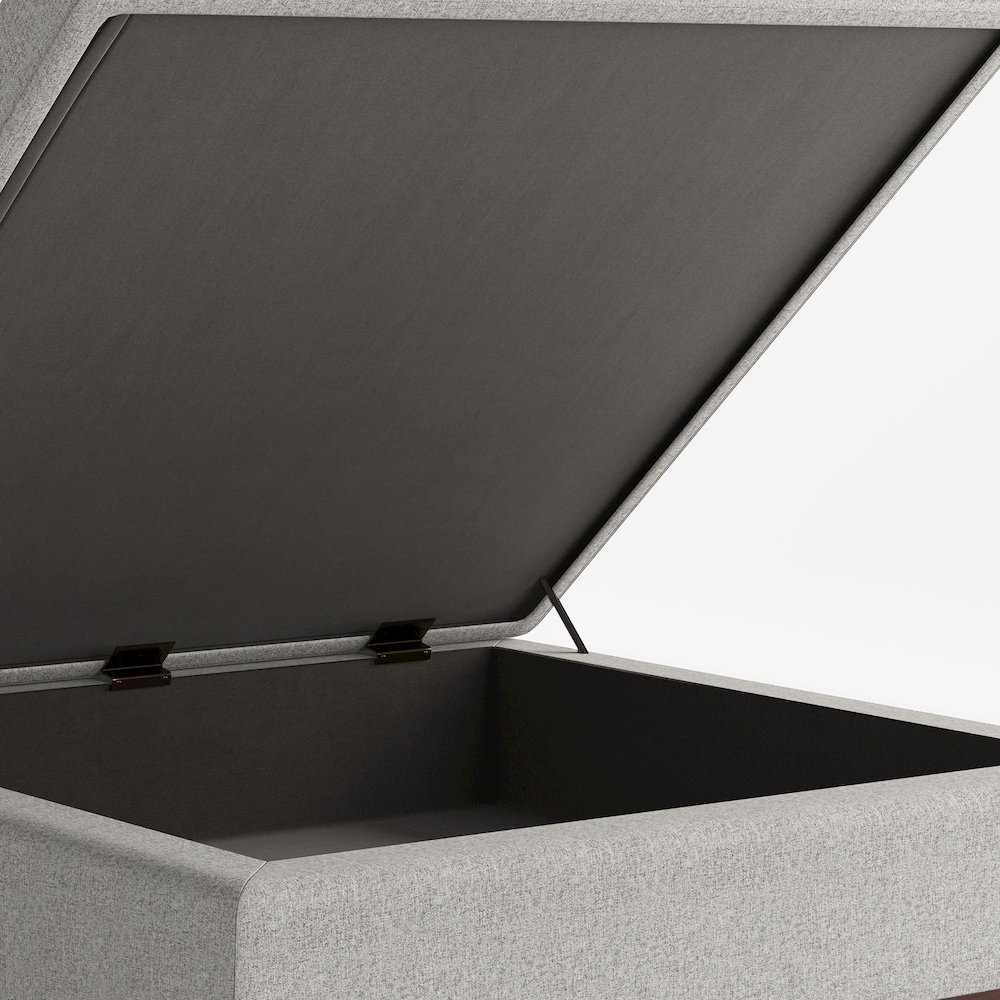 Owen Square Coffee Table Storage Ottoman In Cloud Grey Polyester Fabric. Picture 3