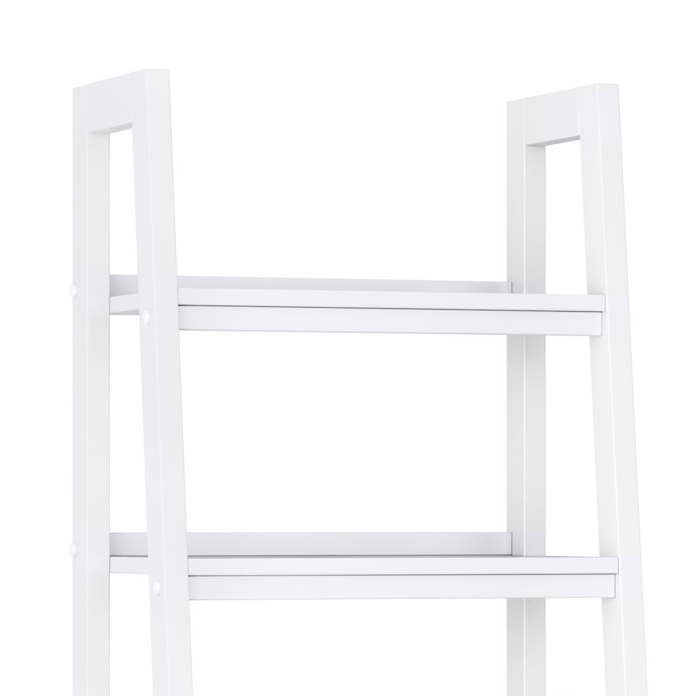 Sawhorse Solid Wood Ladder Shelf With Storage In White. Picture 2