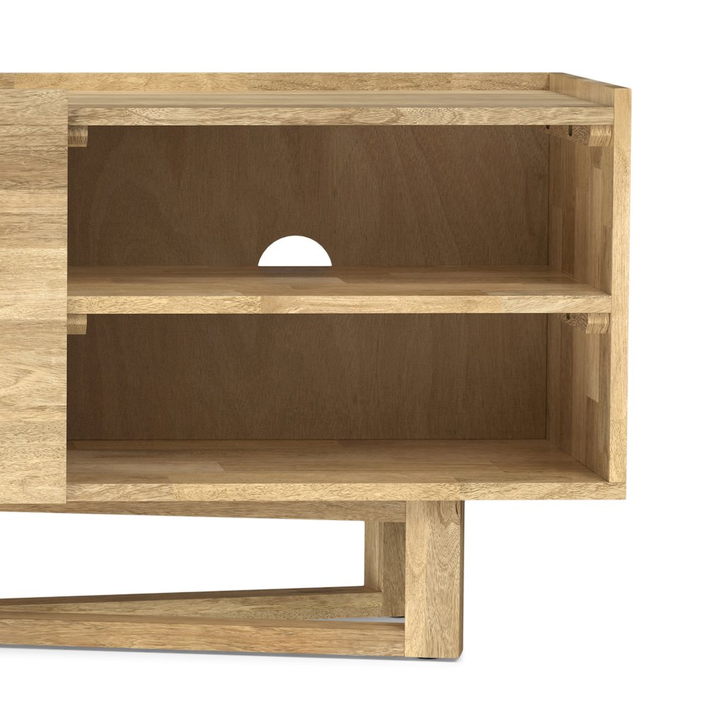 Harrow Solid Mango Wood Tv Media Stand In Natural For Tvs Up To 65 Inches. Picture 3