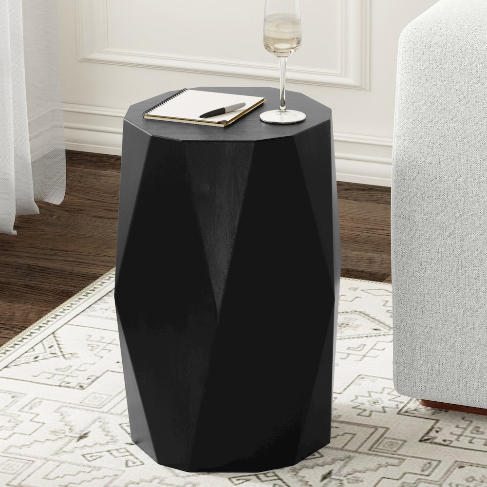 Judson 15 Inch Wide Solid Mango Contemporary End Table In Black. Picture 6