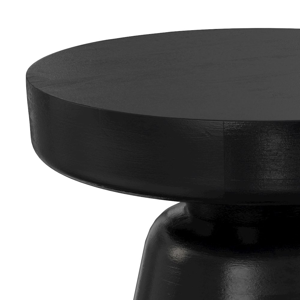 16 inch Wide Round Boho Contemporary Rustic Accent Table in Black. Picture 4