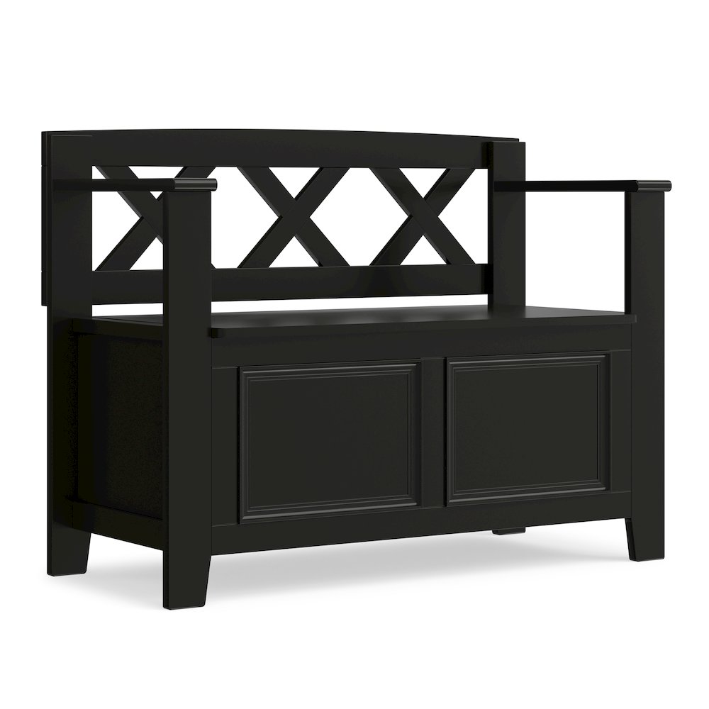 Amherst Solid Wood 36 inch Wide Transitional Entryway Storage Bench in Black. Picture 1