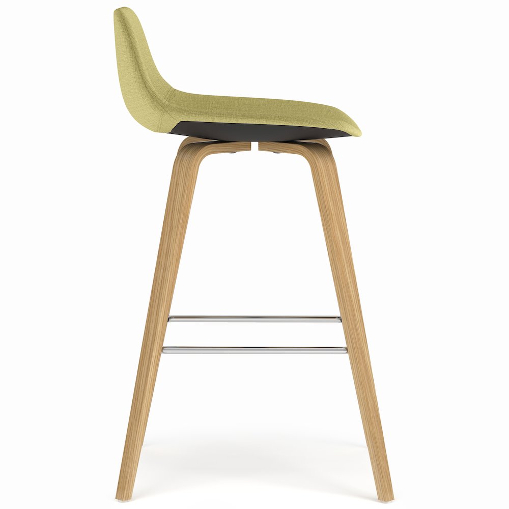 Counter Height Stool (Set Of 2) With Light Wood In Acid Green Linen Look Fabric. Picture 3