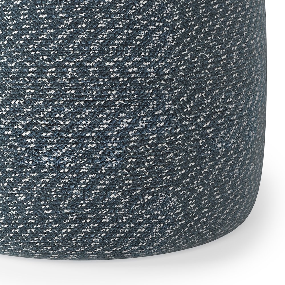 Bayley Round Braided Pouf In Aegean Blue And Natural Cotton. Picture 4