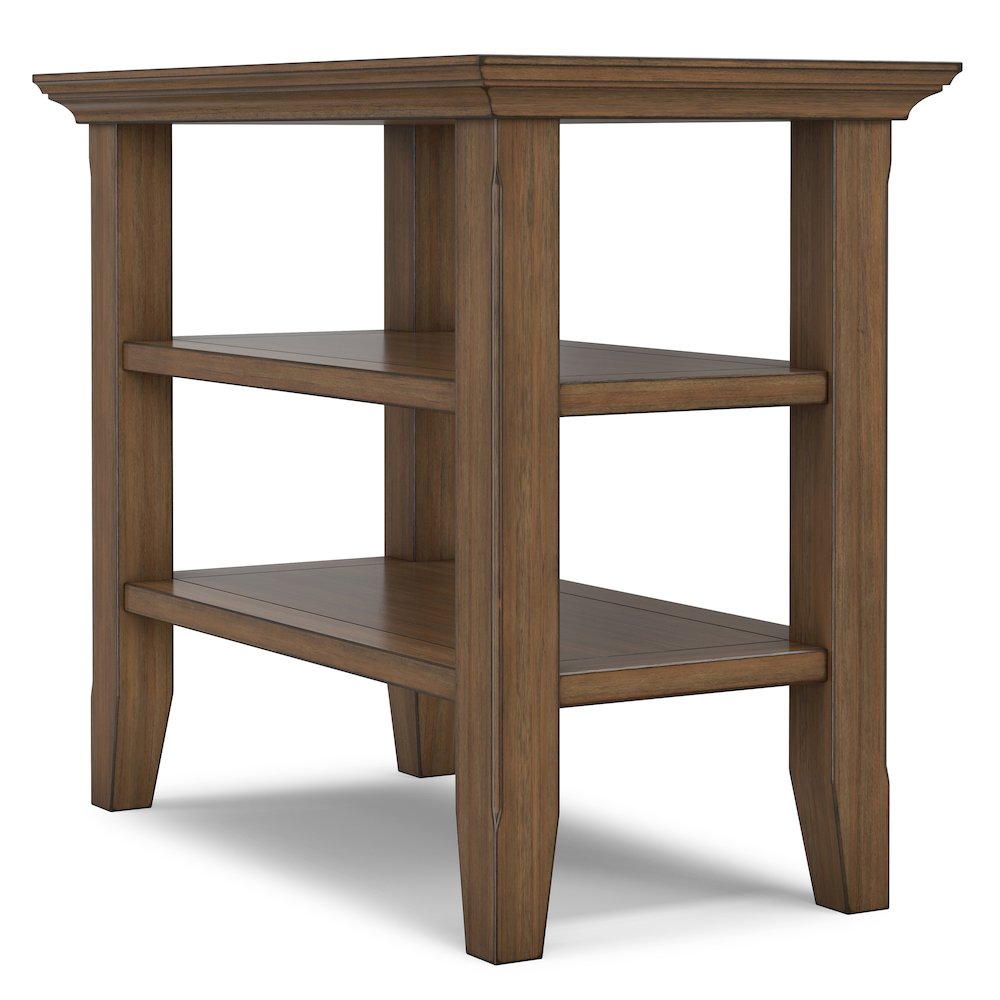 14 Wide Solid Wood Transitional Narrow Side Table in Rustic Natural Aged Brown. Picture 2