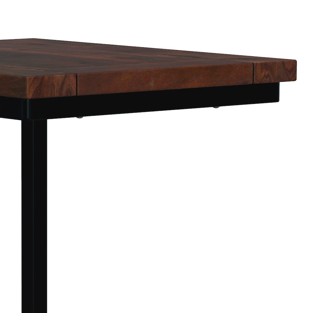 16 inch Wide Solid Mango/Metal C Side Table in Walnut Brown/Black, Assembled. Picture 3