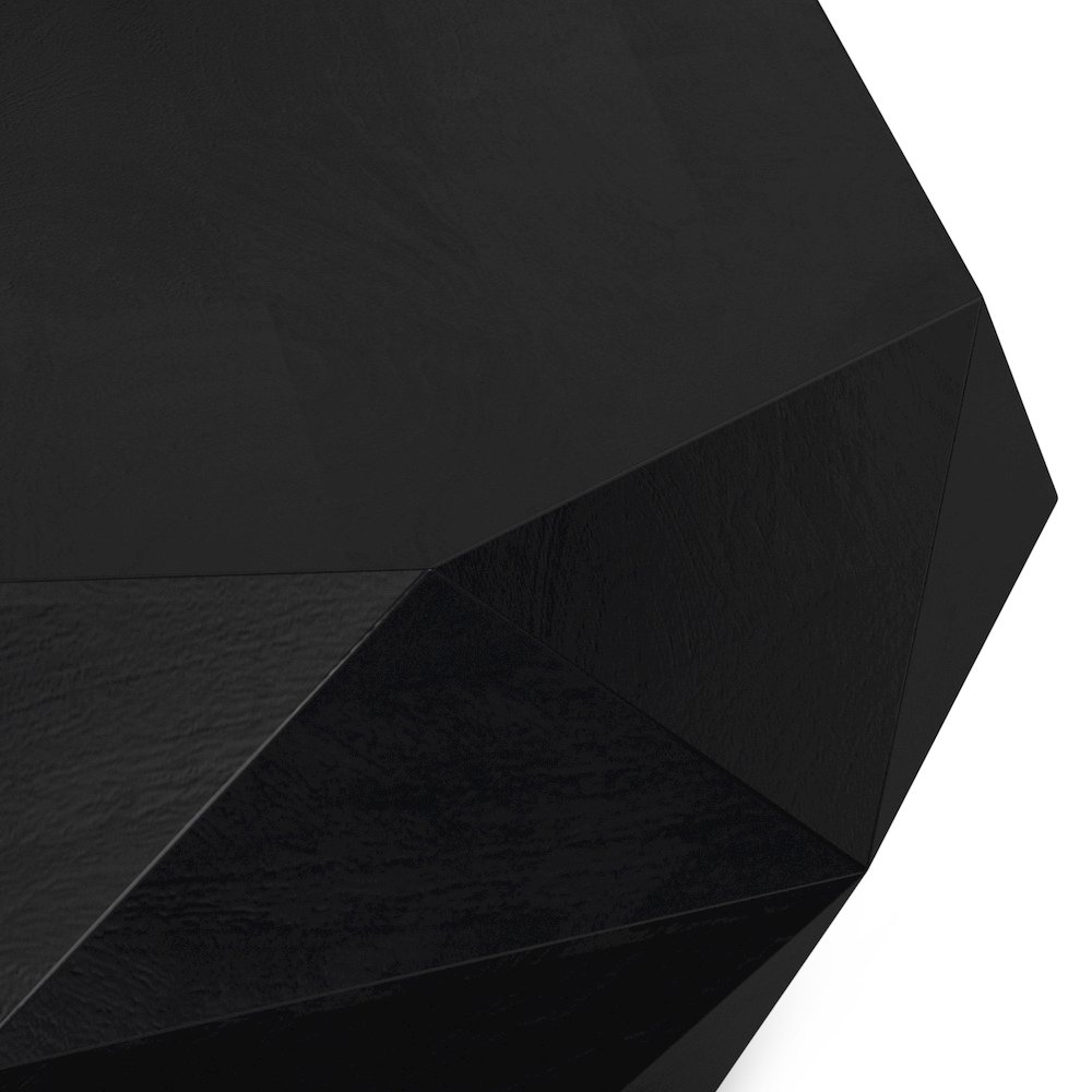 SOLID ACACIA WOOD 35 inch Wide Irregular Contemporary Coffee Table in Black. Picture 4