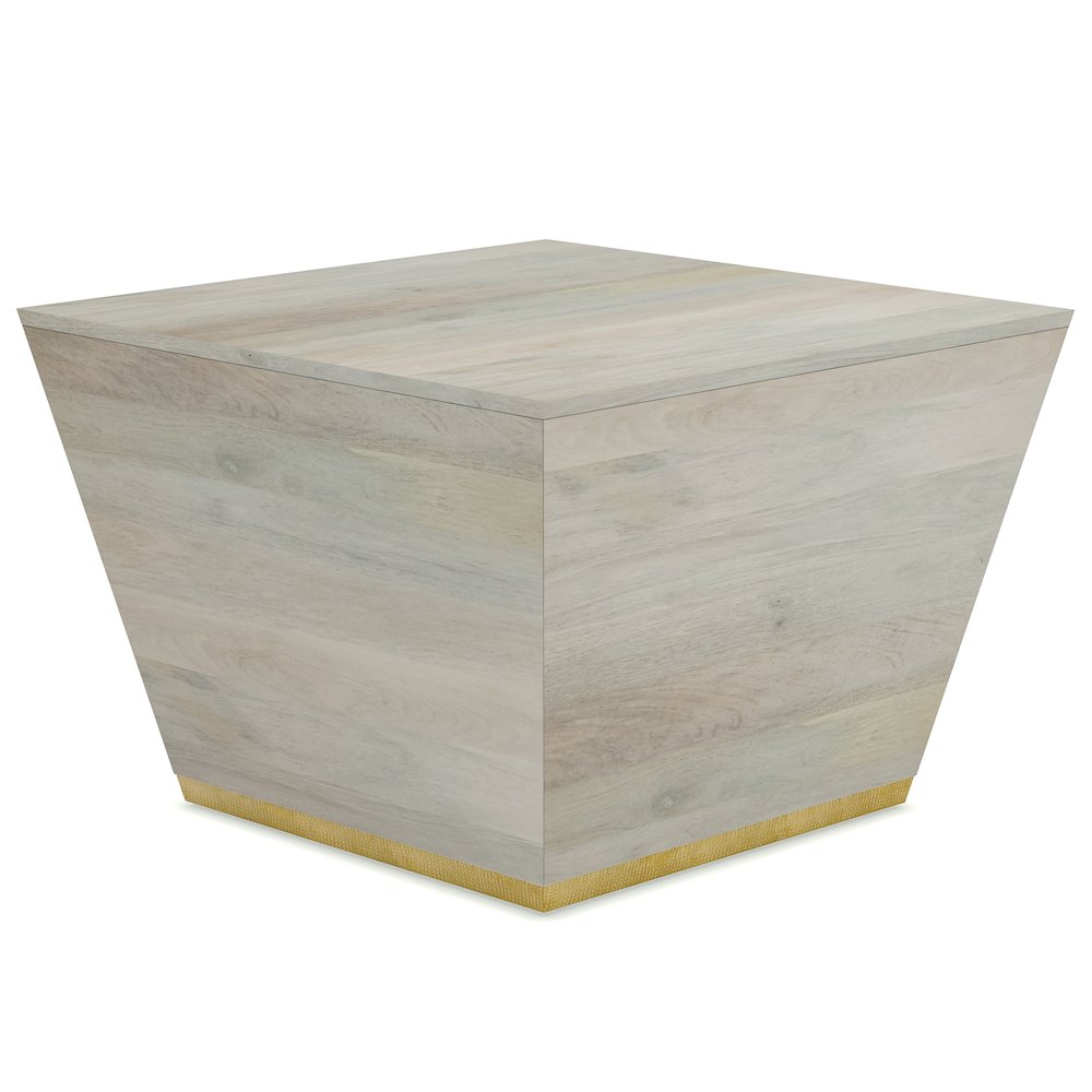 Abba Solid Mango Wood  Square Coffee Table In White Wash. Picture 1