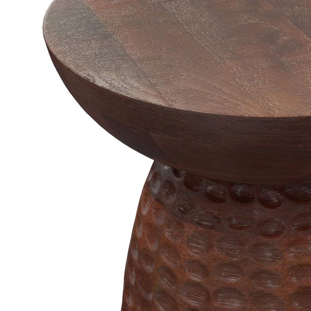 Boyd 16 inch Wide Solid Mango Contemporary Tall Accent Table in Warm Dark Brown. Picture 5