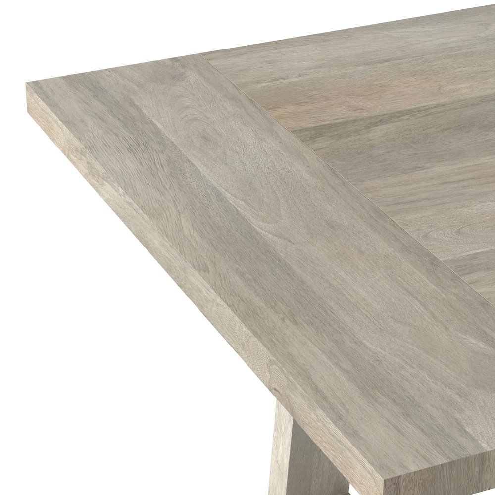 Whitley 72 inch Wide Solid Mango Farmhouse Dining Table in White Wash. Picture 7