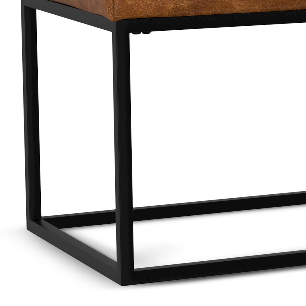 Candice Ottoman Bench In Tan Genuine Leather. Picture 3