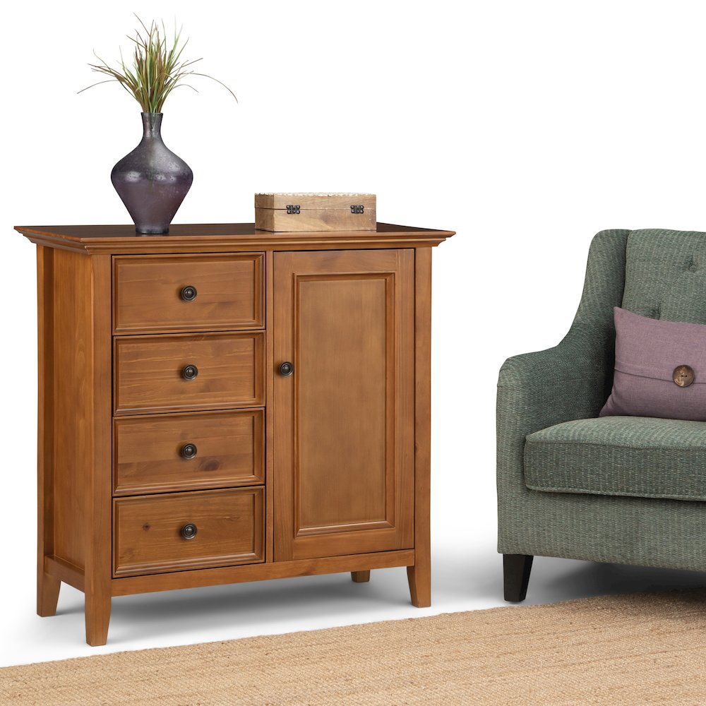 Amherst Solid Wood Medium Storage Cabinet In Light Golden Brown. Picture 5