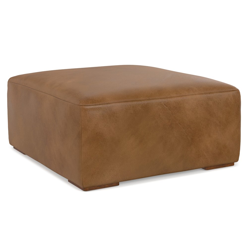 Rex Ottoman In Genuine Leather. Picture 2