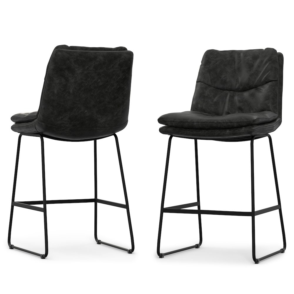 Modern Counter Height Stool (Set Of 2) In Distressed Charcoal Grey. Picture 1