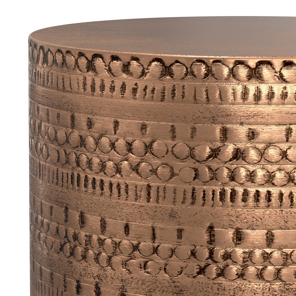 Johnsen Large Metal Accent Table In Antique Copper. Picture 7