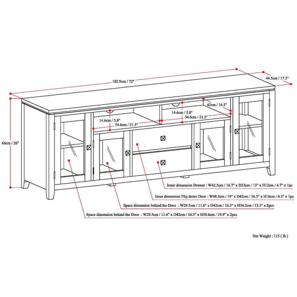 72 Inch Wide Tv Media Stand In Light Golden Brown For Tvs Up To 80 Inches. Picture 6