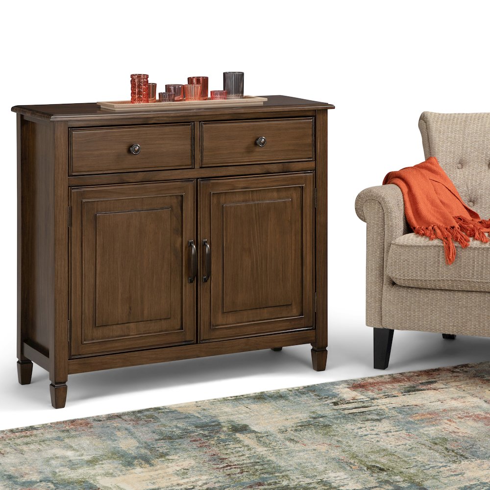 Connaught Solid Wood Entryway Storage Cabinet In Rustic Natural Aged Brown. Picture 5