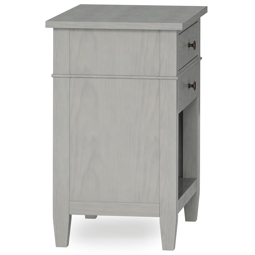 Carlton Solid Wood Bedside Table In Fog Grey. Picture 3