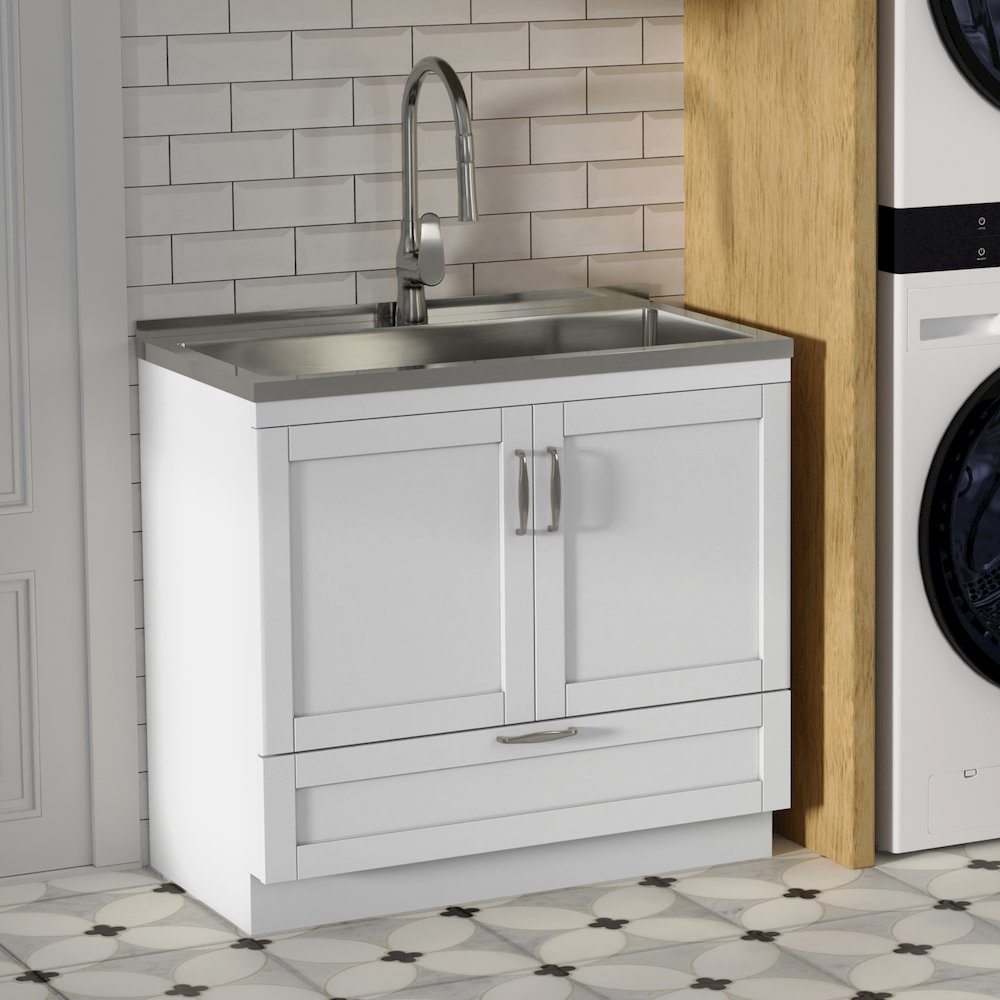 Reed All-In-One 36-inch Laundry Utility Sink and Cabinet. Picture 7