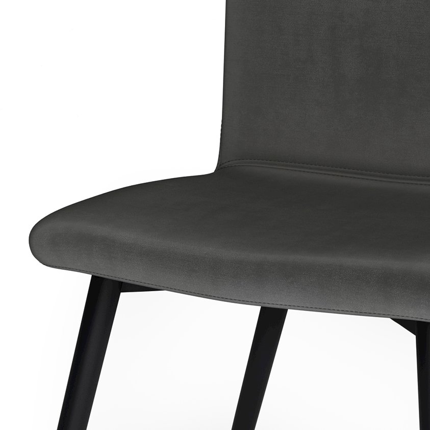 Baylor Dining Chair (Set Of 2) In Dark Grey Velvet Fabric. Picture 2