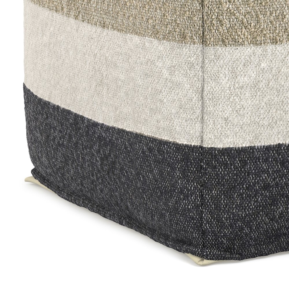 Claudette 18 inch Wide Boho Pouf in Multicolor Acrylic Fabric, Assembled. Picture 4