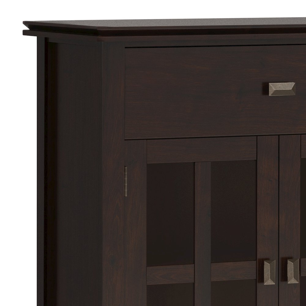 Artisan Solid Wood Large 4 Door Sideboard Buffet In Dark Chestnut Brown. Picture 2