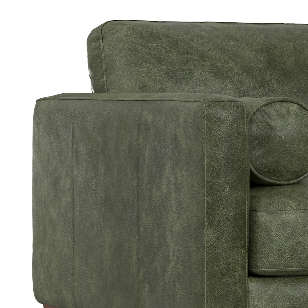 Mid-Century Modern Accent Chair In Moss Green Top Grain Genuine Leather. Picture 2