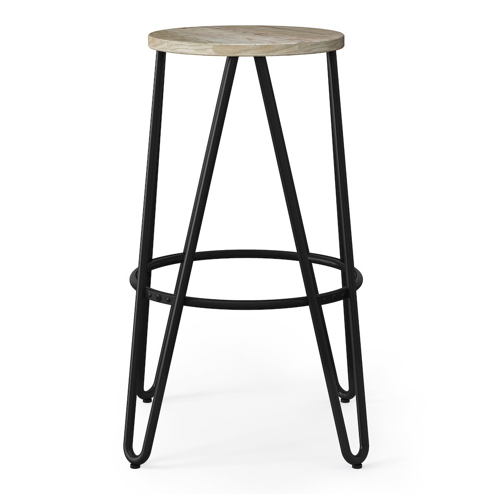26 Inch Metal Counter Height Stool With Wood Seat (Set Of 2) In Natural / Black. Picture 2
